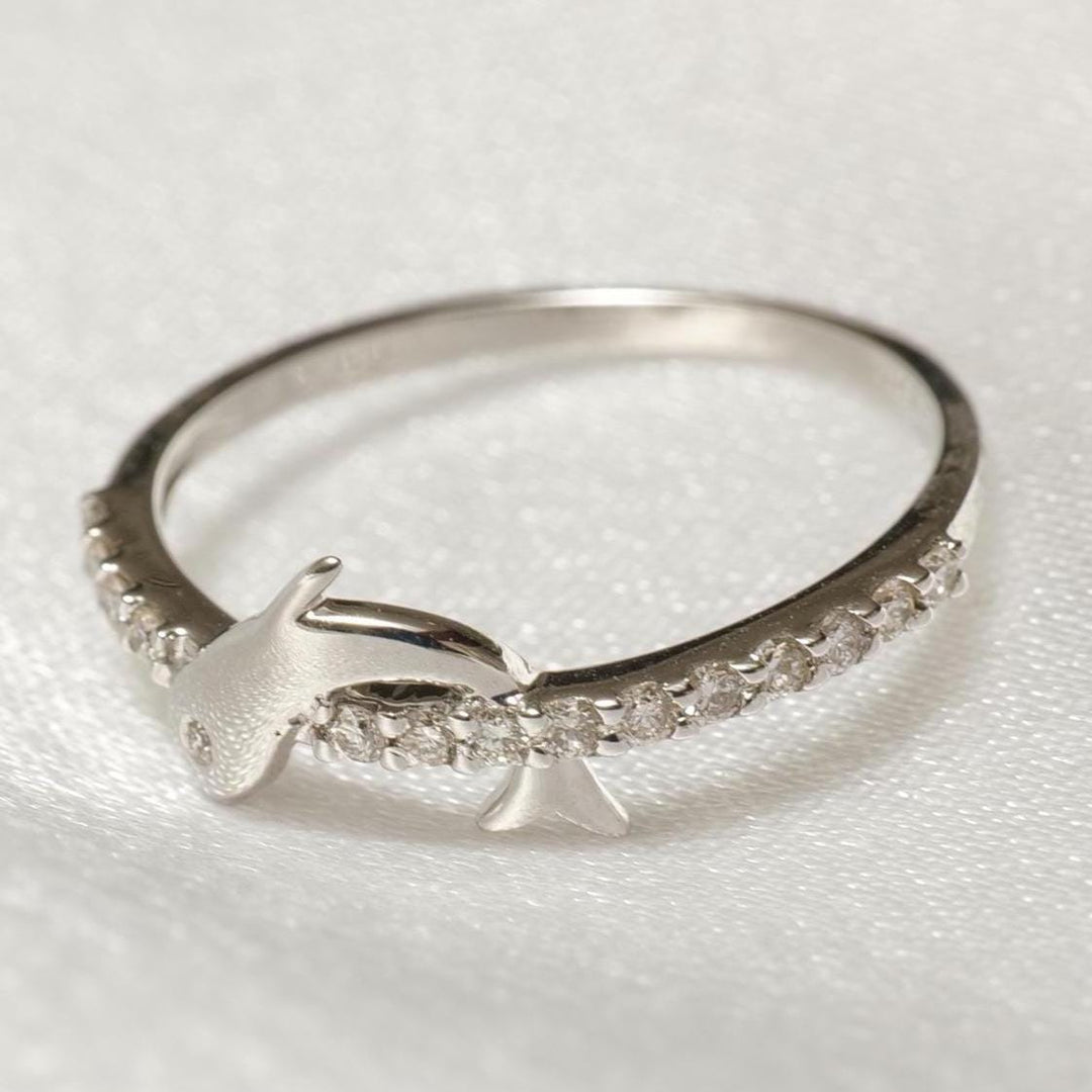 Dolphin Diamond Ring, 14k Solid Gold Fish Ring, Natural Diamonds, Everyday Diamond Jewelry, Stackable Ring, Ready To Ship, Women&#39;s Day Gift
