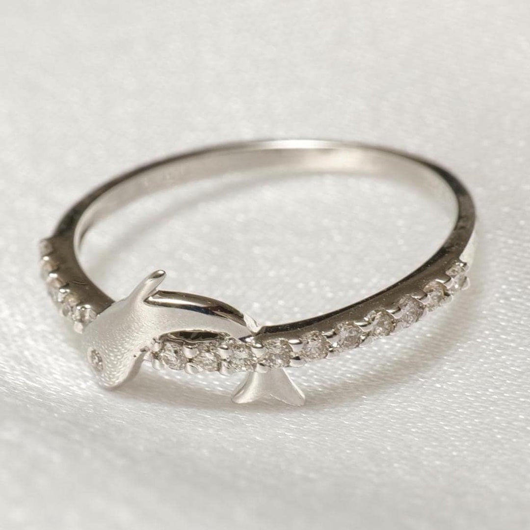 Dolphin Diamond Ring, 14k Solid Gold Fish Ring, Natural Diamonds, Everyday Diamond Jewelry, Stackable Ring, Ready To Ship, Women&#39;s Day Gift