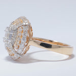 Load image into Gallery viewer, Baguette Cluster Halo Natural Diamond Ring: 14k Solid Gold Two-Toned Illusion Ring, Certified Jewelry
