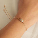 Load image into Gallery viewer, Pavé Orb Natural Diamond Bolo Bracelet: 14k Solid Gold Adjustable Bracelet, IGI Certified, Ready To Ship
