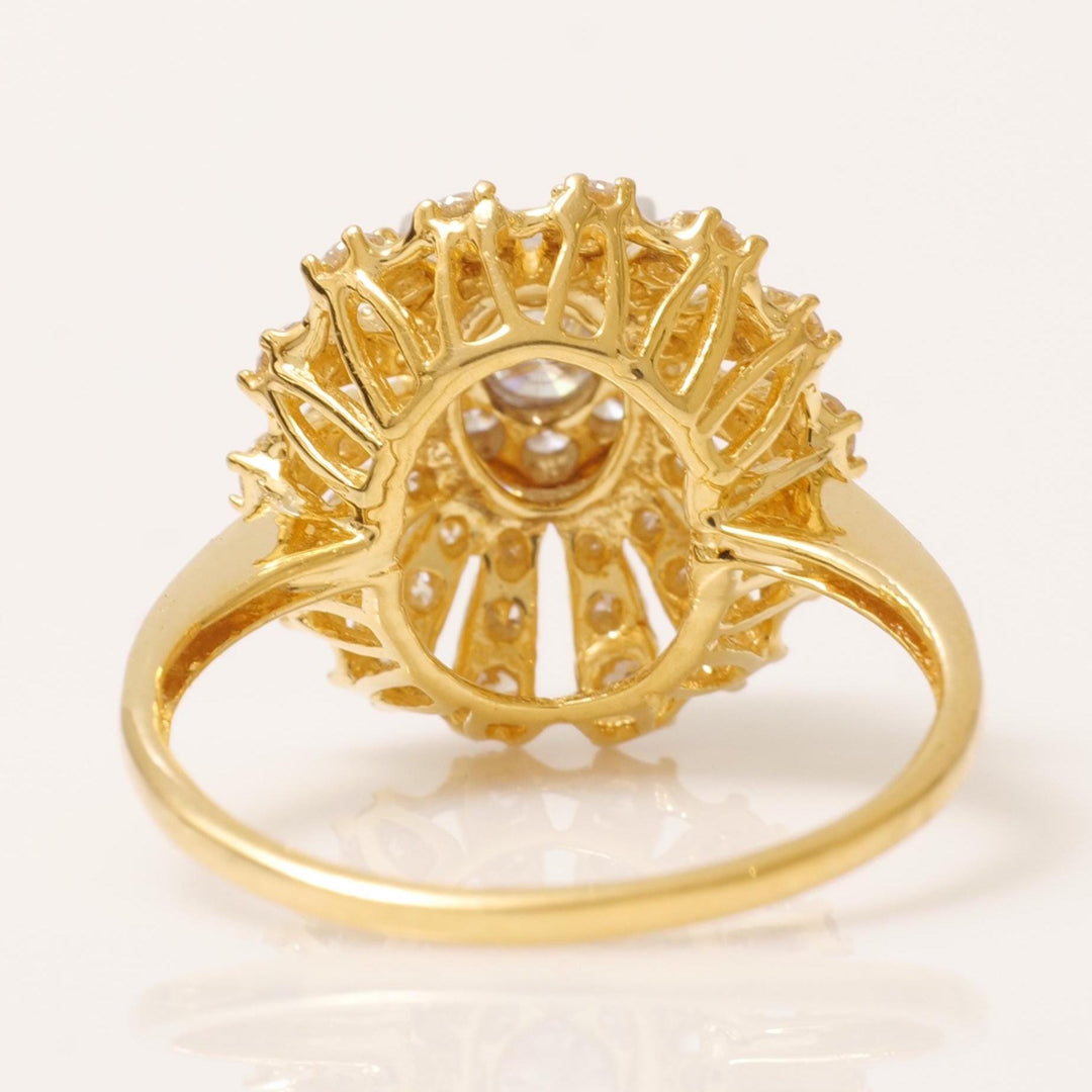 Floral Diamond Cluster Ring, 14k Solid Gold,  Natural Diamonds, Illusion Dome Setting Ring, Two Toned Ring, Ready To Ship, Certified Jewelry