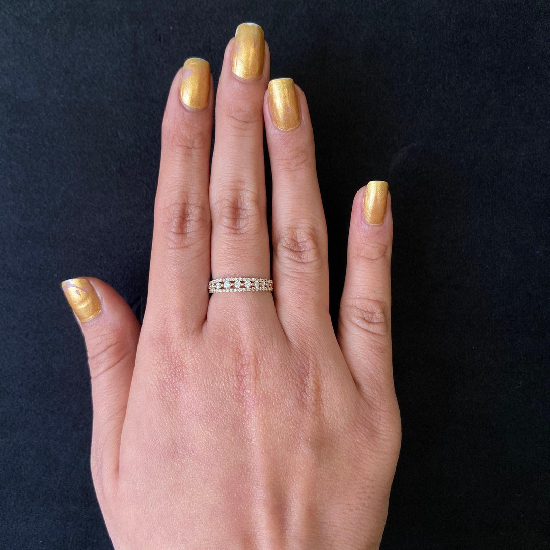 Solitaire Diamond Ring In 14k Solid Gold, Eternity Band With Natural Diamonds, Ready To Ship, Women&#39;s Day Gift