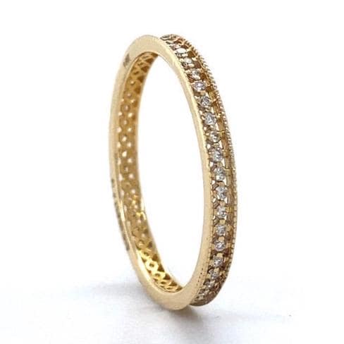 Round Diamond Band Ring in 14k Solid Gold, Supporting Diamond Band,  Natural Diamonds, Ready To Ship, Women&#39;s Day Gift