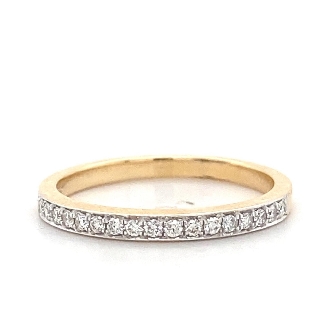 Diamond Half Eternity Band, 14k Solid Gold, Natural Diamonds, Stackable Everyday Ring, Minimalistic Jewelry, Ready To Ship