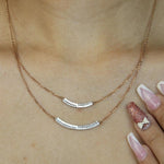 Load image into Gallery viewer, Double Arc Layered Diamond Necklace, Dual Tone Necklace in 14k Solid Gold, Natural Diamonds, Ready To Ship, Women&#39;s Day Gift
