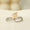 Load image into Gallery viewer, Feather Diamond Ring, Split Shank, 14k Solid Gold, Natural Diamonds, Stackable Ring, Two Tone Floral Jewelry, Ready To Ship
