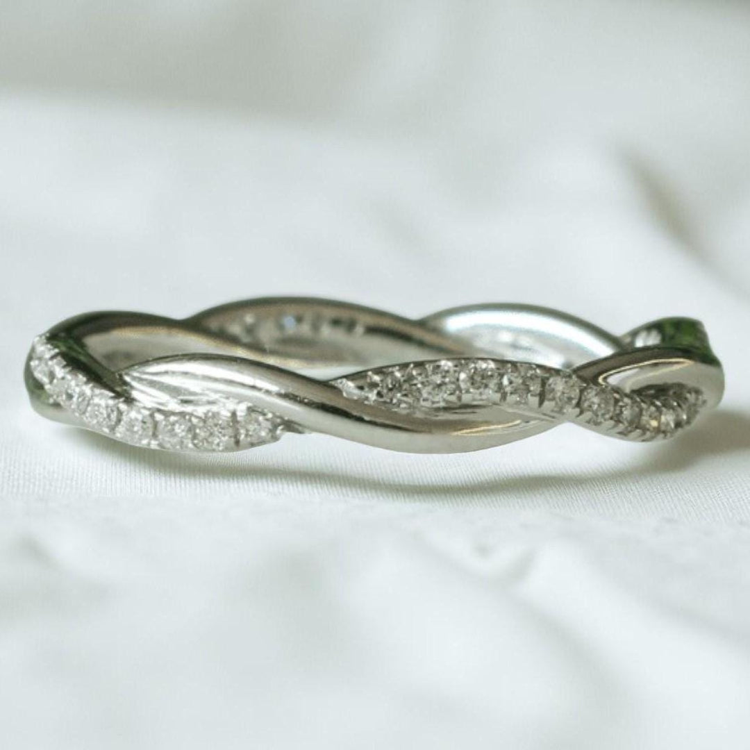 Diamond Eternity Band in 14k Solid Gold, Twisted Rope Diamond Band, Natural Diamonds, Ready To Ship, Women&#39;s Day Gift