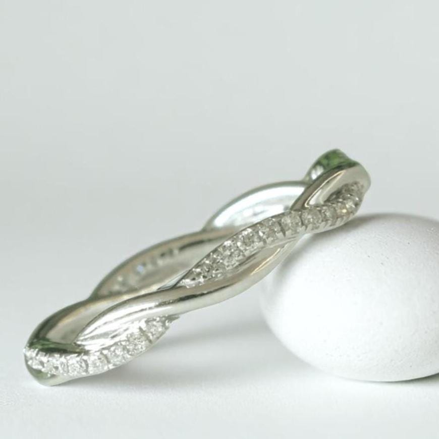 Diamond Eternity Band in 14k Solid Gold, Twisted Rope Diamond Band, Natural Diamonds, Ready To Ship, Women&#39;s Day Gift