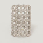 Load image into Gallery viewer, Check Design Natural Diamonds Cocktail Ring: 14k Solid Gold Patterned Triple Shank Ring, Certified Jewelry
