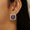 Load image into Gallery viewer, Tanzanite Cushion Halo Diamond Earrings, 14K Solid Gold, Natural Diamonds, Floral Gemstone Statement Studs, Ready To Ship, HRD Certified
