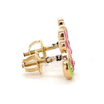 Load image into Gallery viewer, Kids Floral Petal Diamond Stud Earrings, 14k Solid Gold With Enameling, Natural Diamonds, Gift for toddlers/girls/kids, Ready To Ship
