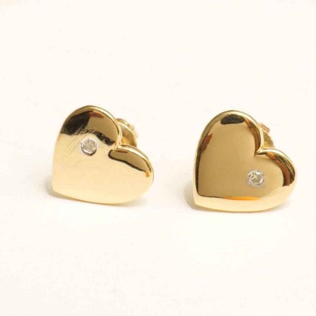 Kids Heart Diamond Stud Earrings, 14k Solid Gold, Natural Diamonds, Gift for toddlers/girls/kids, Ready To Ship, HRD Certified