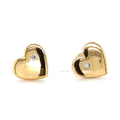 Kids Heart Diamond Stud Earrings, 14k Solid Gold, Natural Diamonds, Gift for toddlers/girls/kids, Ready To Ship, HRD Certified