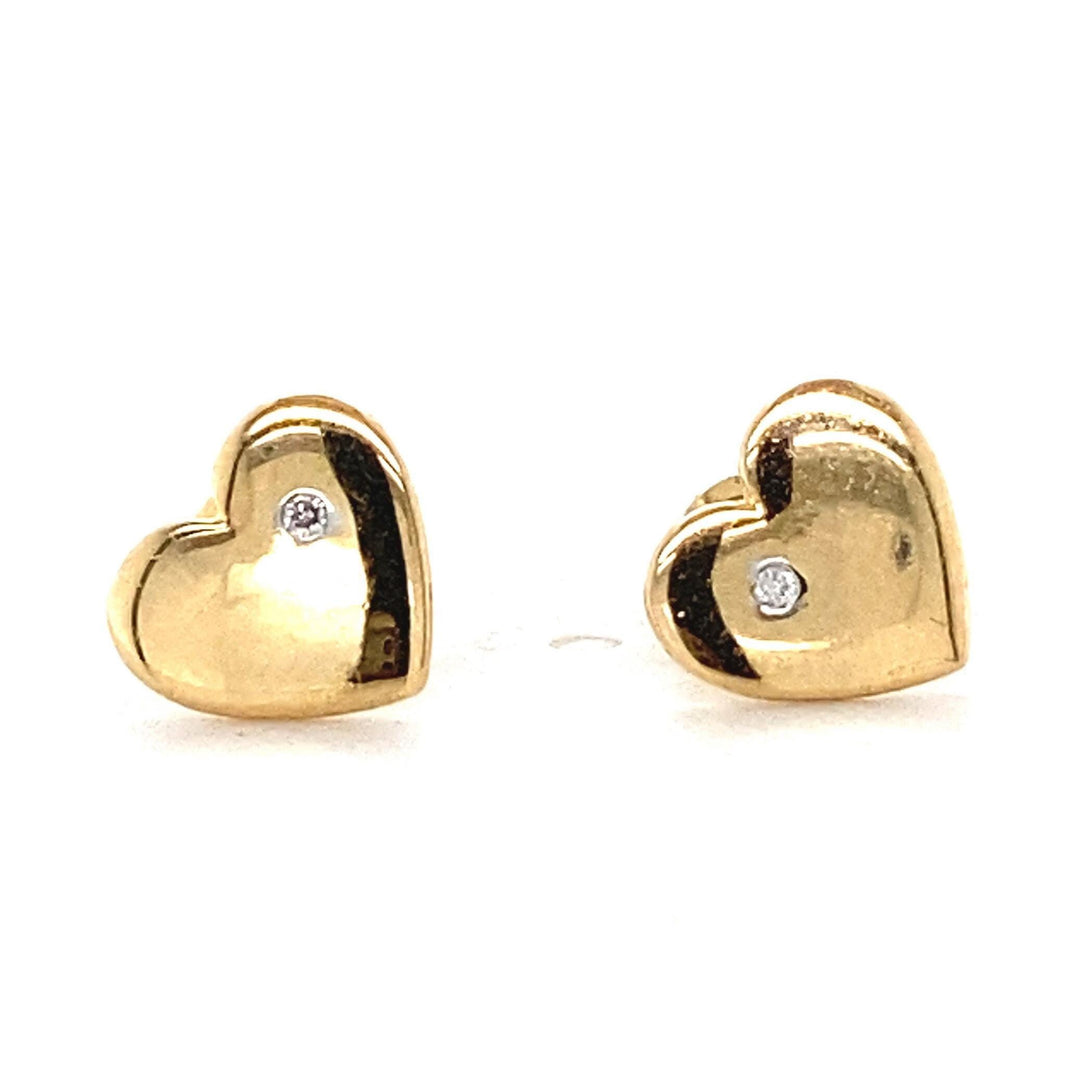 Kids Heart Diamond Stud Earrings, 14k Solid Gold, Natural Diamonds, Gift for toddlers/girls/kids, Ready To Ship, HRD Certified