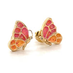 Load image into Gallery viewer, Kids Enameled Butterfly Diamond Stud Earrings, 14k Solid Gold, Natural Diamonds, Insect jewelry, Gift for toddlers/girls/kids, Ready To Ship
