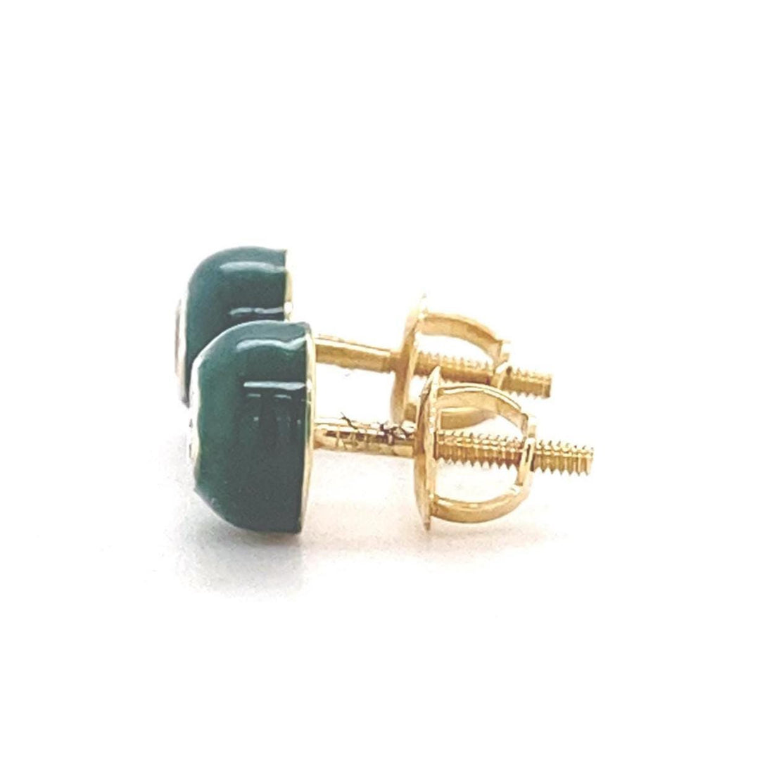 Kids Enameled Diamond Stud Earrings, 14k Solid Gold, Natural Diamonds, Everyday Enamel Studs, Gift for toddlers/girls/kids, Ready To Ship