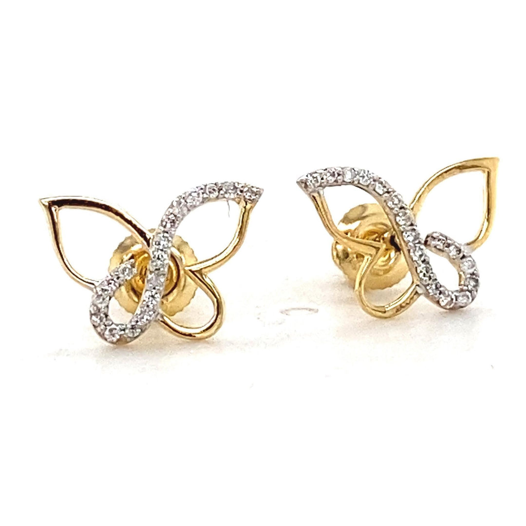 Kids Butterfly Diamond Stud Earrings, 14k Solid Gold, Natural Diamonds,  Open Wing Insect Jewelry, Gift for toddlers/girls, Ready To Ship