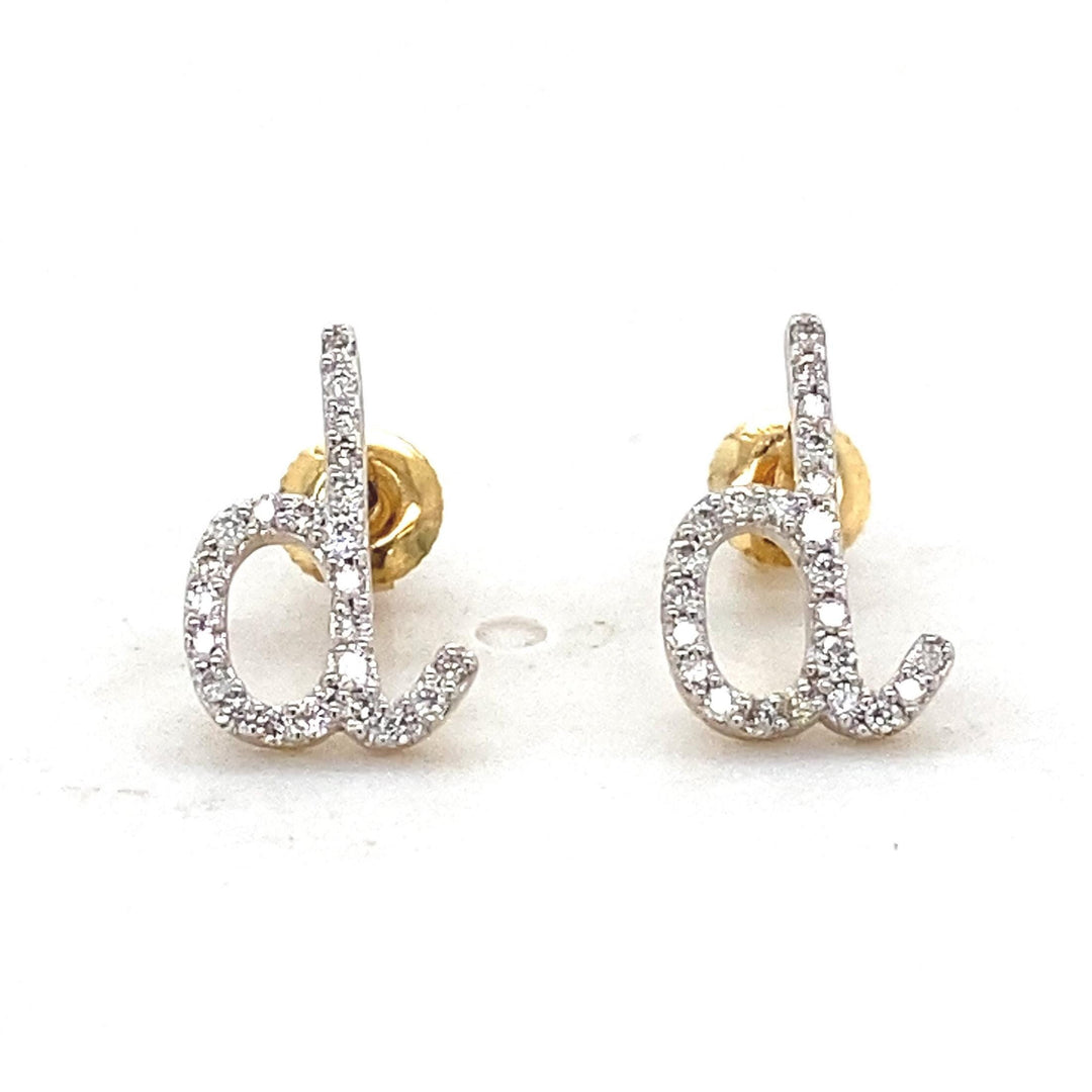 Kids D-Initial Diamond Stud Earrings, 14k Solid Gold, Natural Diamonds, Personalized jewelry, Gift for toddlers/girls/kids, Ready To Ship