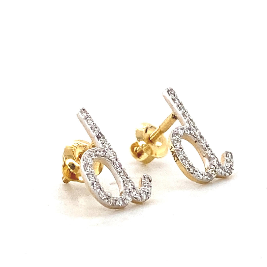 Kids D-Initial Diamond Stud Earrings, 14k Solid Gold, Natural Diamonds, Personalized jewelry, Gift for toddlers/girls/kids, Ready To Ship