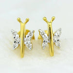 Load image into Gallery viewer, Kids Dragonfly Diamond Stud Earrings, 14k Solid Gold, Natural Diamond, Insect Jewelry, Gift for toddlers/girls, Ready To Ship, HRD Certified
