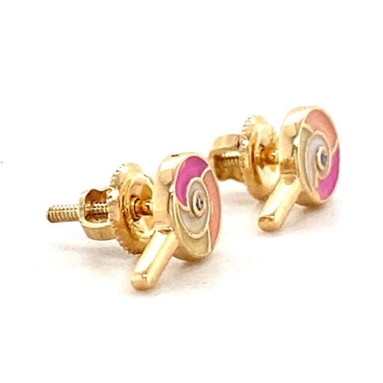 Kids Lollipop Diamond Stud Earrings, 14k Solid Gold With Enameling, Natural Diamonds, Candy Jewelry, Gift for toddlers/girls, Ready To Ship