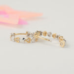 Load image into Gallery viewer, Kids Heart Diamond Hoops, 14k Solid Gold, Natural Diamonds, Two Toned Earrings, Minimalist Everyday Jewelry, Gift for Girls, Ready To Ship
