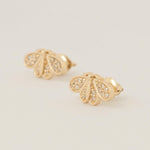 Load image into Gallery viewer, Bee Diamond Kids Earrings, 14k Solid Gold, Natural Diamonds, Insect Animal Jewelry, Gift for Toddlers/girls, Ready To Ship, HRD Certified
