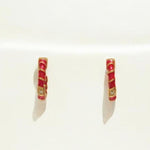 Load image into Gallery viewer, Kids Pink Enamel Diamond Hoops, 14k Solid Gold, Natural Diamond, Minimalist  Studs, Gift for toddlers/girls/kids, Ready To Ship
