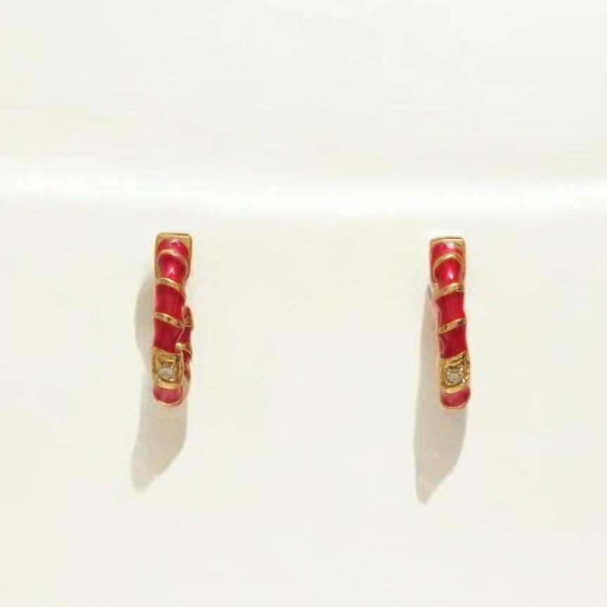 Kids Pink Enamel Diamond Hoops, 14k Solid Gold, Natural Diamond, Minimalist  Studs, Gift for toddlers/girls/kids, Ready To Ship