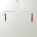 Load image into Gallery viewer, Kids Pink Enamel Diamond Hoops, 14k Solid Gold, Natural Diamond, Minimalist  Studs, Gift for toddlers/girls/kids, Ready To Ship
