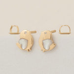 Load image into Gallery viewer, Kids Bird Diamond Earrings, Mother of Pearl Studs, 14k Solid Gold, Natural Diamonds, Gift For Toddlers/Girls, Ready To Ship, HRD Certified
