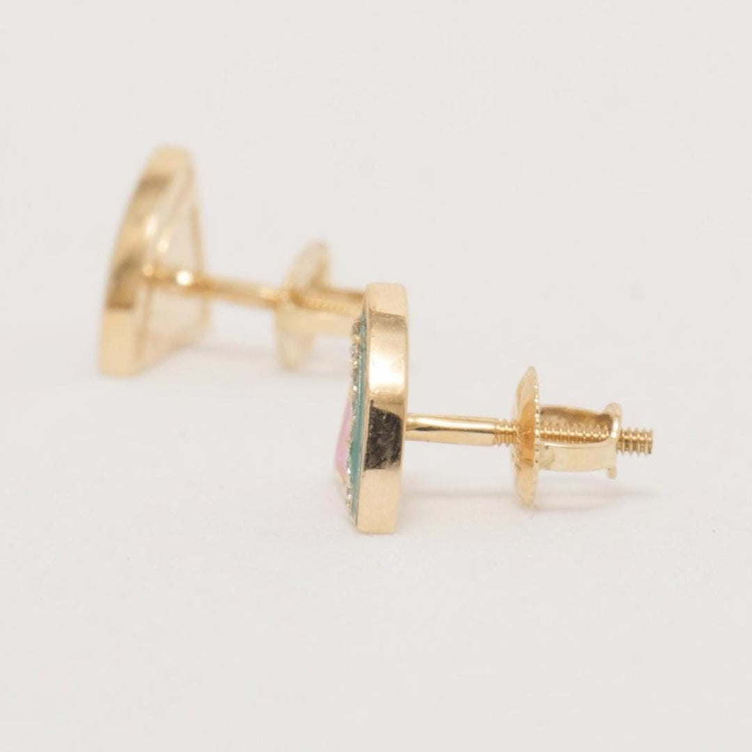 Kids Watermelon Diamond Earrings, 14k Solid Gold, Colorful Enamel Studs, Natural Diamonds, Gift for toddlers/girls/kids, Ready To Ship