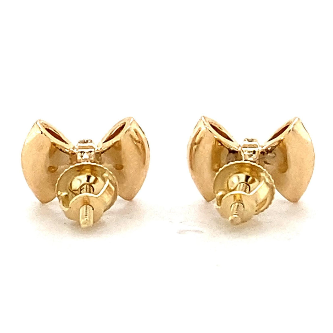 Kids Bow Diamond Stud Earrings, 14k Solid Gold With Enameling, Natural Diamonds, Kids Jewelry, Gift for toddlers/girls/kids, Ready To Ship