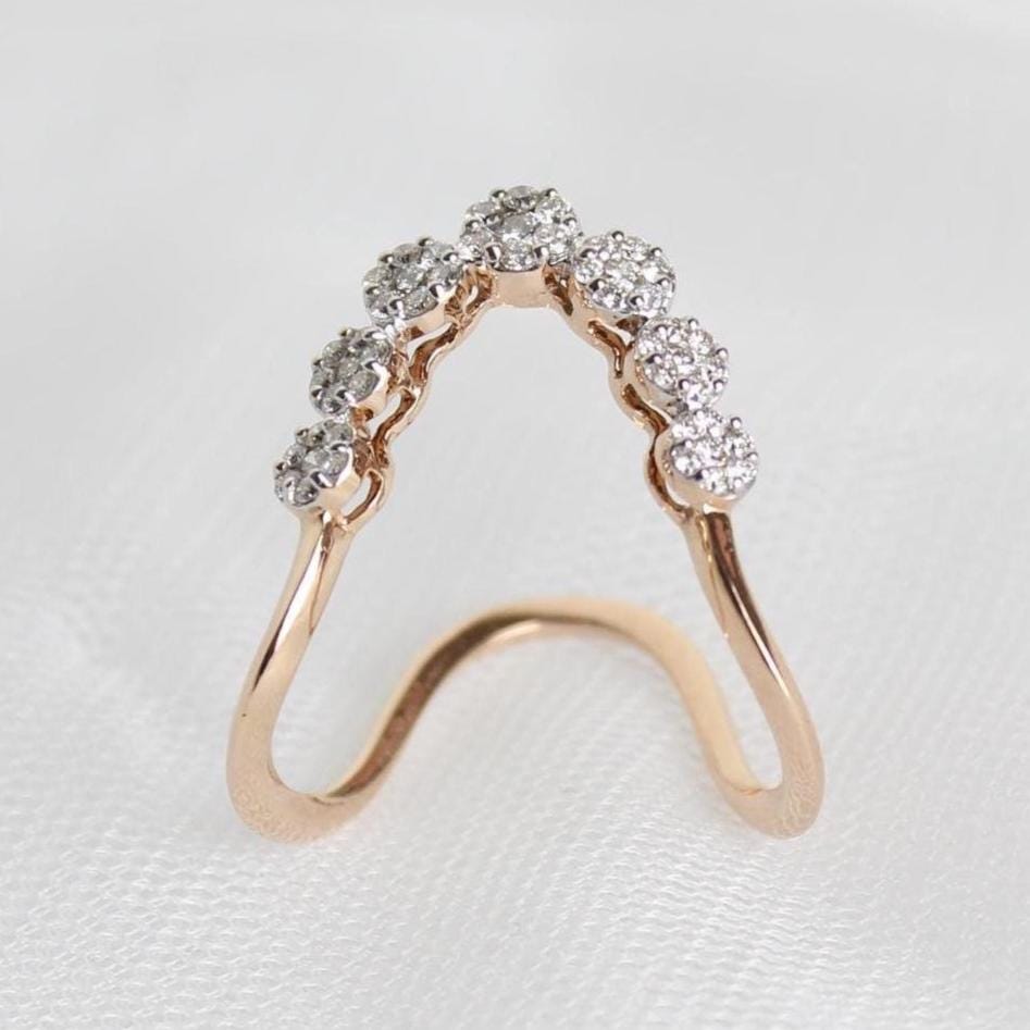 Vancki Diamond Ring, 14k Solid Gold, Natural Diamonds, Cocktail Ring, , Wedding Jewelry Gift For Her