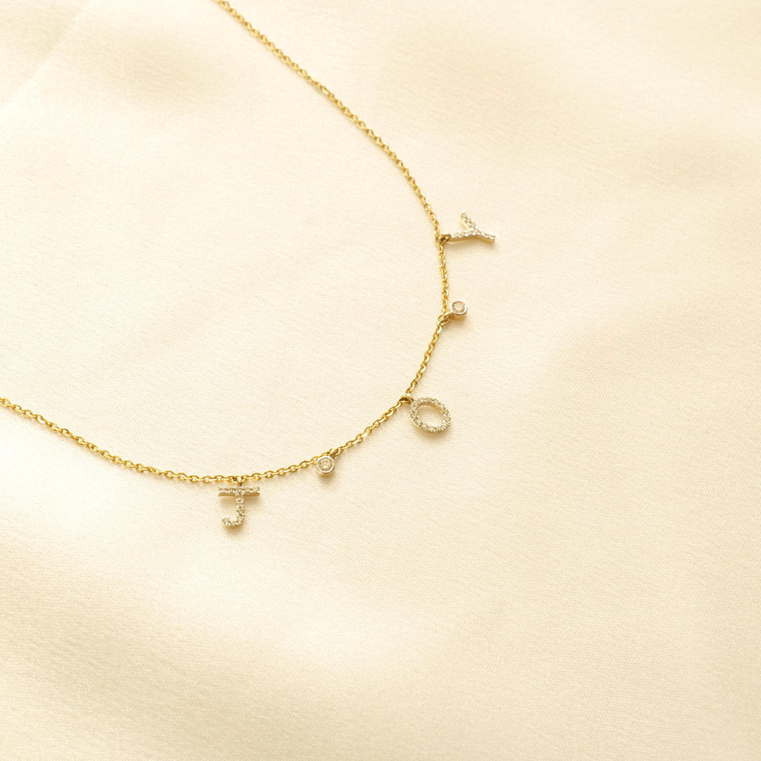 Joy Diamond Necklace In 14k Solid Gold, Natural Diamonds, Inspirational Jewelry, Gift For Her