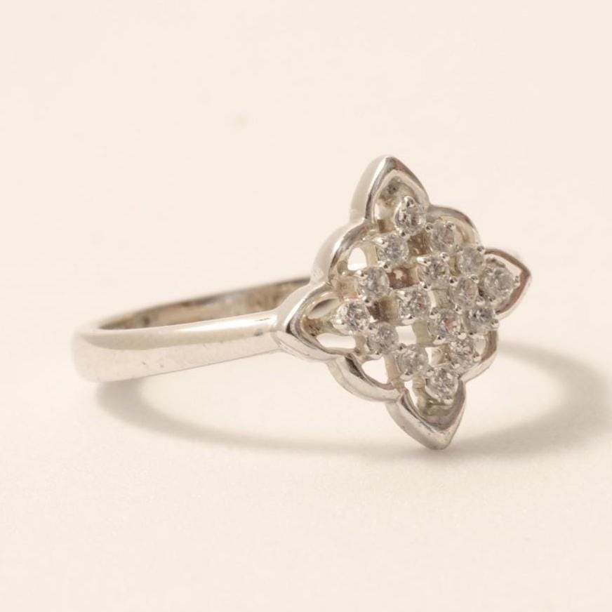 Diamond Snowflake Gold Ring, 14k Solid Gold, Filigree Diamond Band, Cluster Ring, Natural Diamond, Everyday Jewelry, Gift For Her