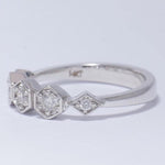 Load image into Gallery viewer, Hexagon Diamond Ring, 14k Solid Gold, Natural Diamonds, Geometric Band, Illusion Set, Modern Stacking Ring, Everyday Jewelry, Gift for Her
