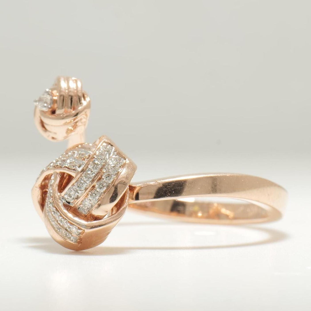 Knots Diamond Ring, 14K Solid Gold, Centre Open Cuff Ring, Natural Diamonds, Statement Jewelry, Gift For Her