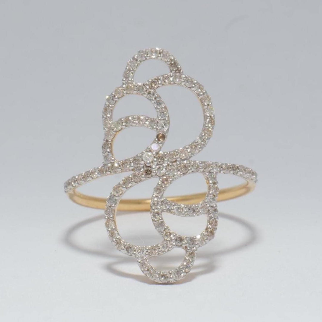 Diamond Floral Ring, 14k Solid Gold, Natural diamonds, Abstract Statement Ring, Cocktail Party Ring, Openwork Ring, Gift For Her
