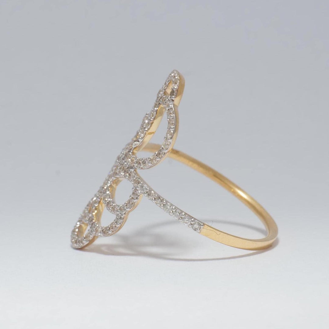 Diamond Floral Ring, 14k Solid Gold, Natural diamonds, Abstract Statement Ring, Cocktail Party Ring, Openwork Ring, Gift For Her