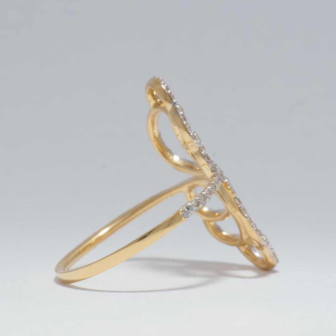 Diamond Floral Ring, 14k Solid Gold, Natural diamonds, Abstract Statement Ring, Cocktail Party Ring, Openwork Ring, Gift For Her