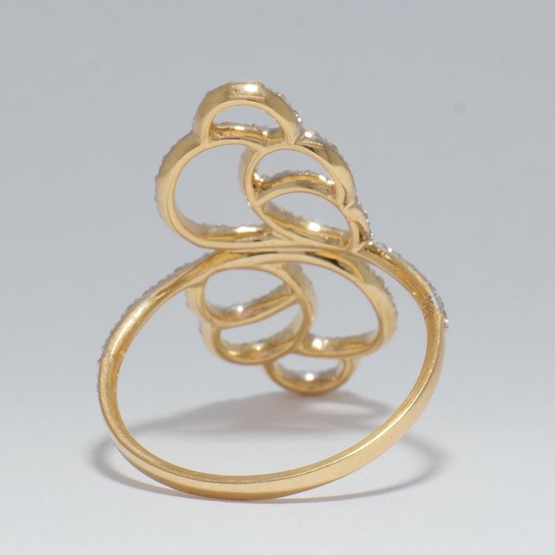 Diamond Floral Ring, 14k Solid Gold, Natural diamonds, Abstract Statement Ring, Cocktail Party Ring, Openwork Ring, Gift For Her