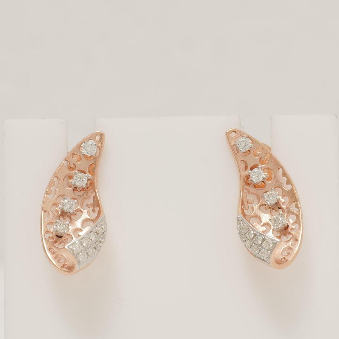 Floral Natural Diamond Studs: 14k Solid Gold Leaf Swirl Statement Earrings, IGI Certified, Ready To Ship