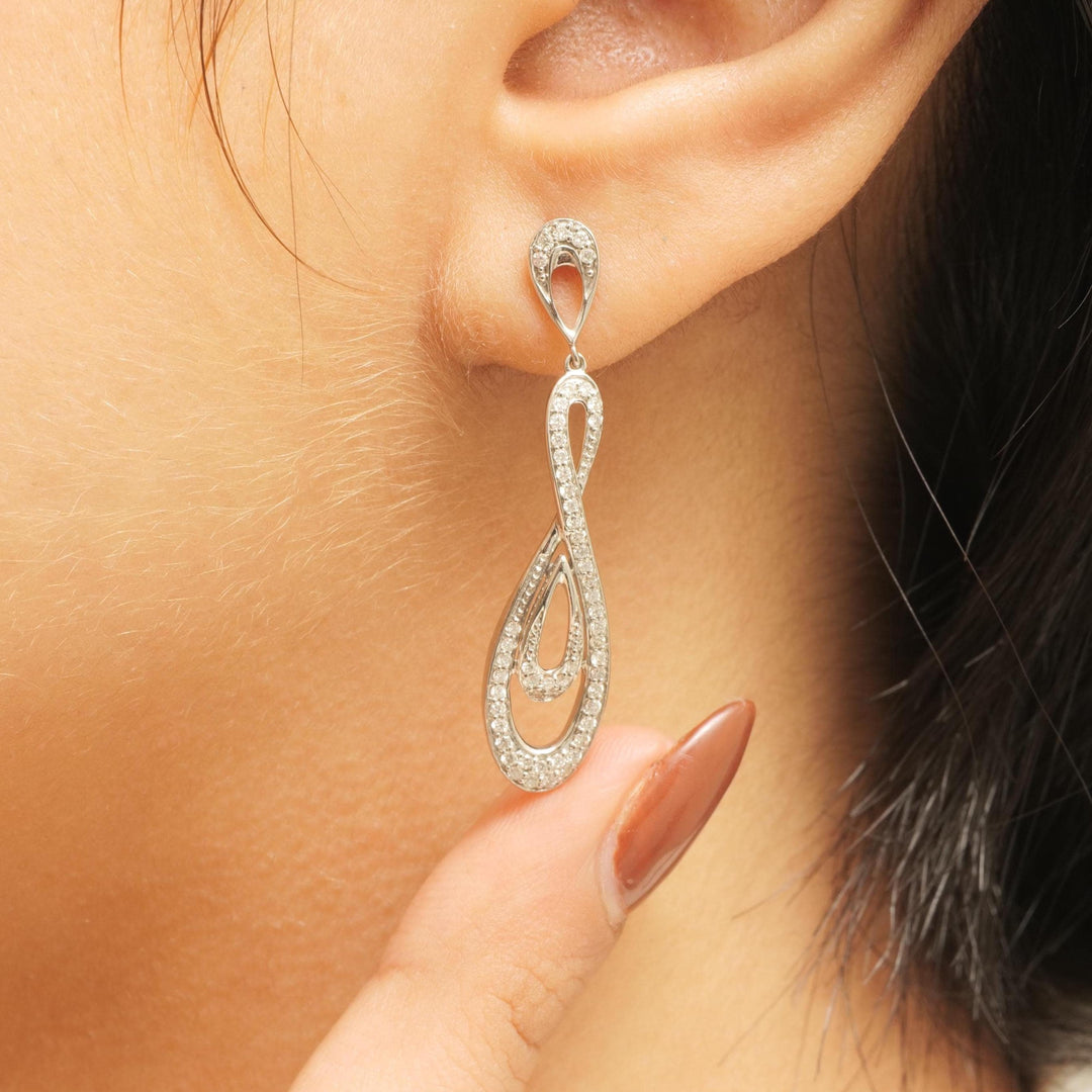 Diamond Infinity Dangle Earrings, 14k Solid Gold, Natural Diamonds, Party Drop Earrings, Bridal Wedding Jewelry, Gift for Her