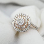 Load image into Gallery viewer, Halo Diamond Engagement Ring, Illusion Setting, 14K Solid Gold, Natural Diamonds, Statement Ring, Gift For Her
