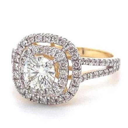 Halo Diamond Engagement Ring, Illusion Setting, 14K Solid Gold, Natural Diamonds, Statement Ring, Gift For Her