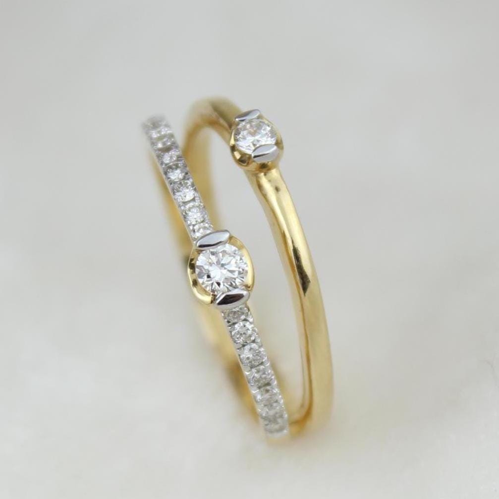 Diamond Engagement Ring, 14K Solid Gold, Split Band Diamond Ring, Natural Diamonds, Promise Ring, Proposal Stacking Ring, Gift For Her