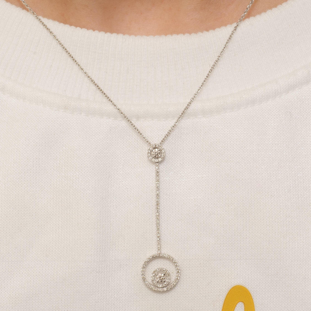 Circle Drop Diamond Pendant, 14k Solid Gold, Natural Diamonds, Stackable Adjustable Necklace, Geometric Everyday Jewelry, Gift for Her
