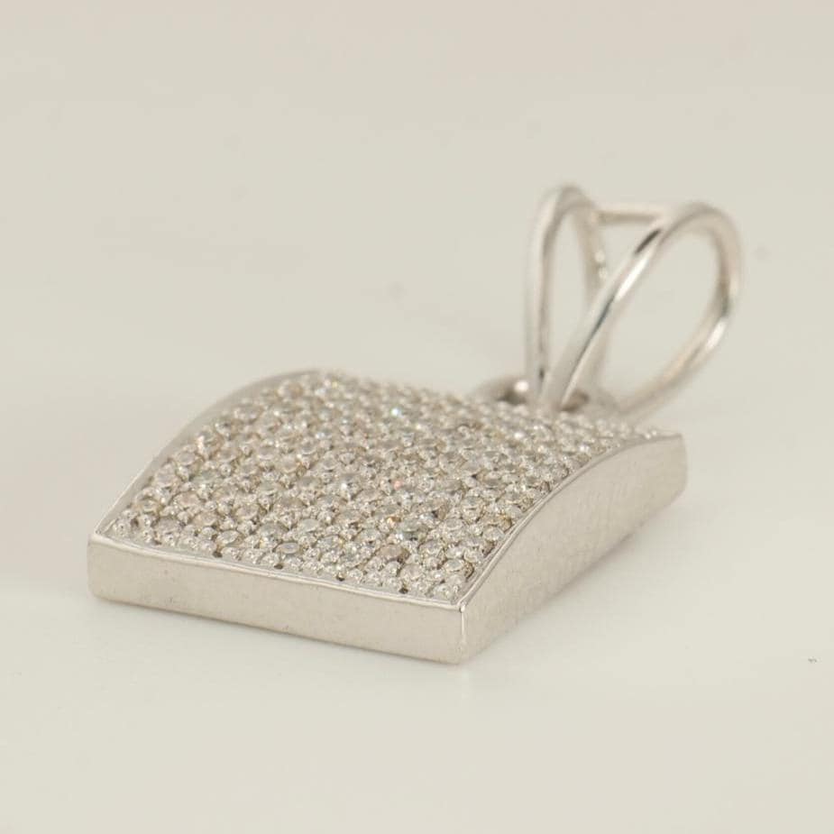 Square Pave Natural Diamond Pendant: 14k Solid Gold Stackable Everyday Necklace, Certified Jewelry