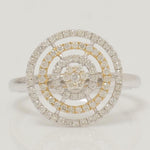 Load image into Gallery viewer, Round Cluster Diamond Ring, 14k Solid Gold, Natural Diamonds, Concentric Circle Cluster Ring, Two Toned Statement Jewelry, Gift For Her
